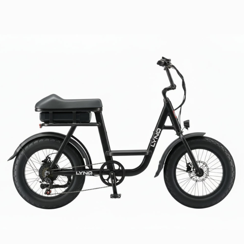 The side profile of the LYNQ Loop e-bike is shown in soft black.